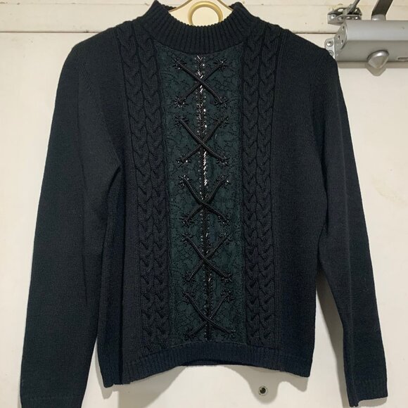 VINTAGE MAGNOLIA KNIT BEADED WOOL SWEATERS SIZE L - Picture 2 of 8